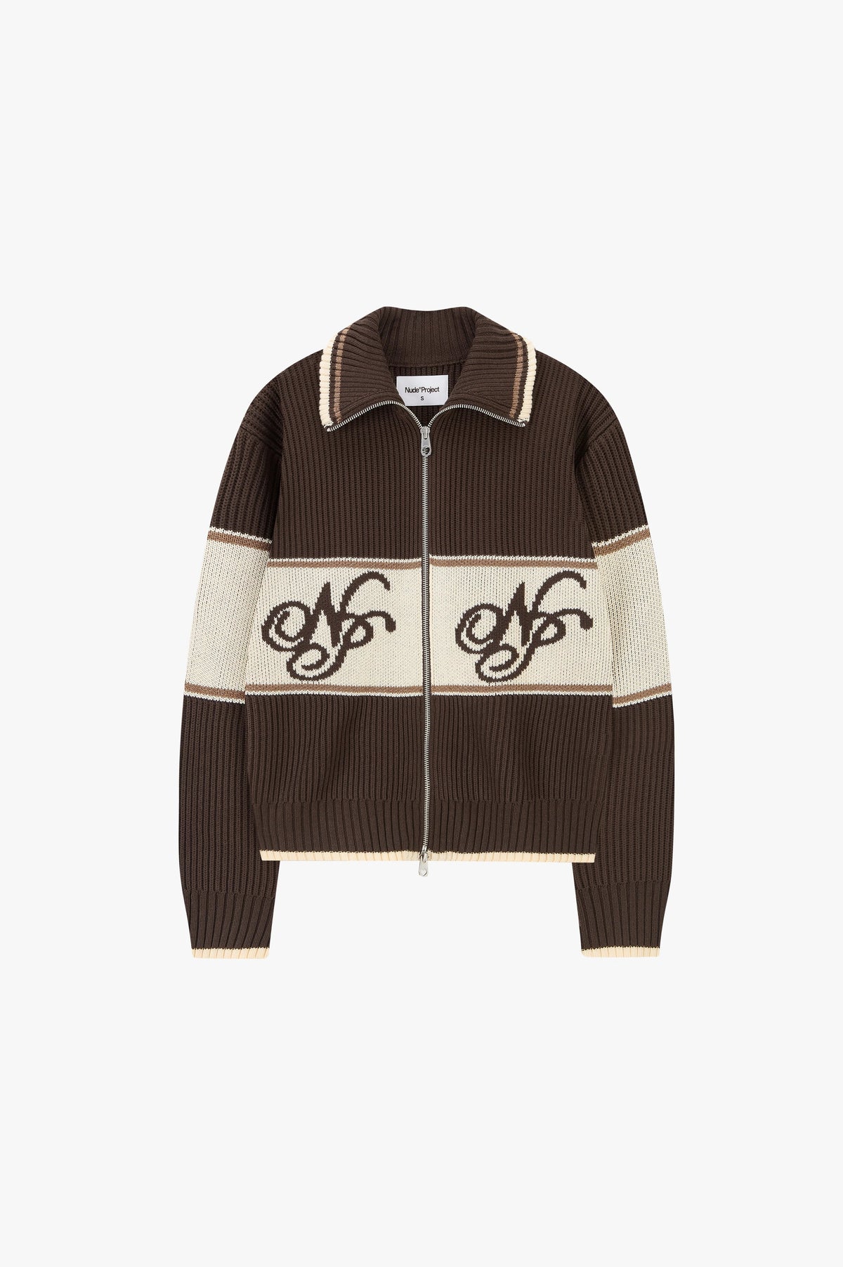 Voyage Knit Zip-Up Cardigan Brown