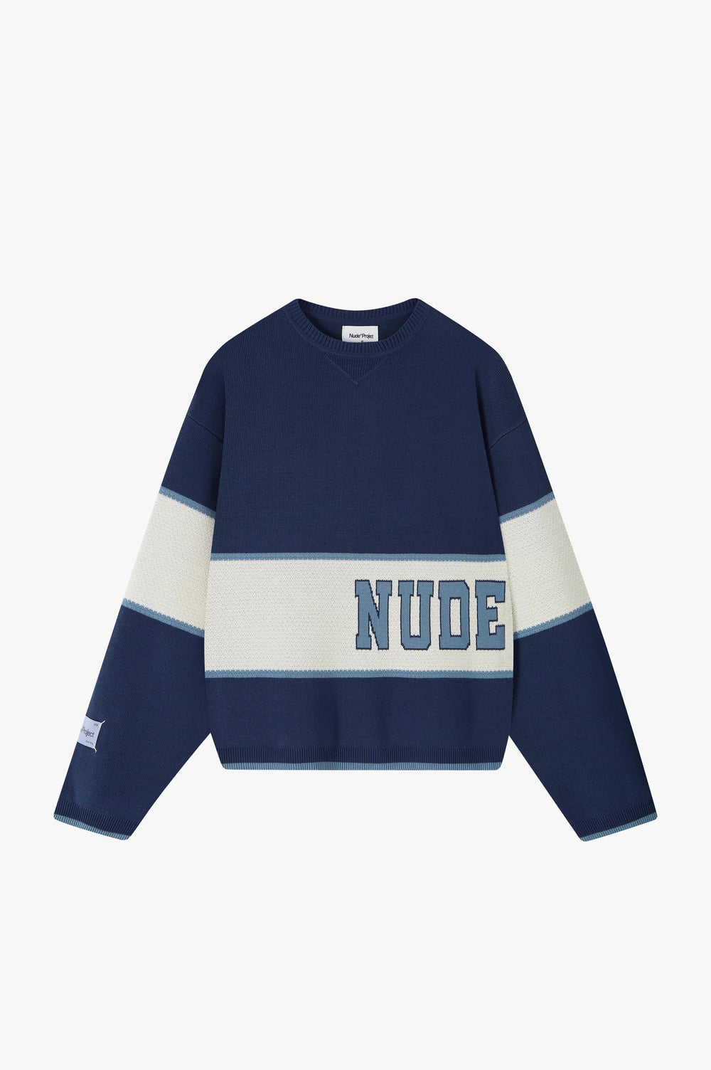 Big-Striped Knit Sweater Navy