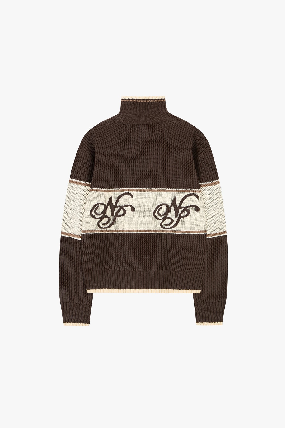 Voyage Knit Zip-Up Cardigan Brown