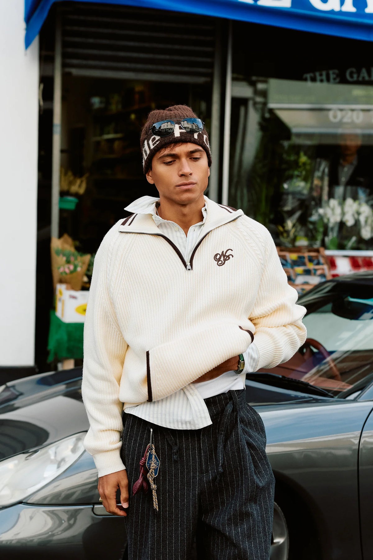 Ridgmount Quarter-Zip Knit Sweater Ivory