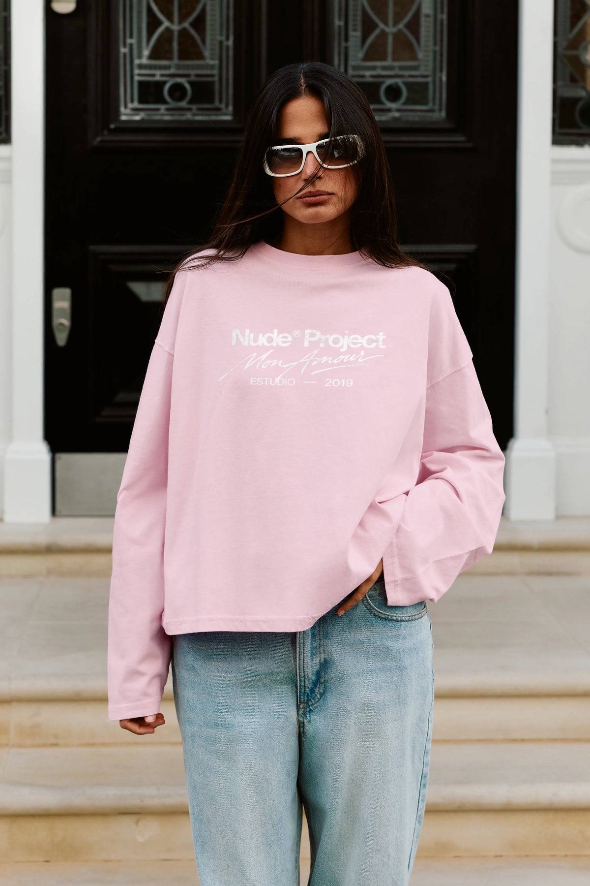Mon Amour Long-Sleeve Tee Pink