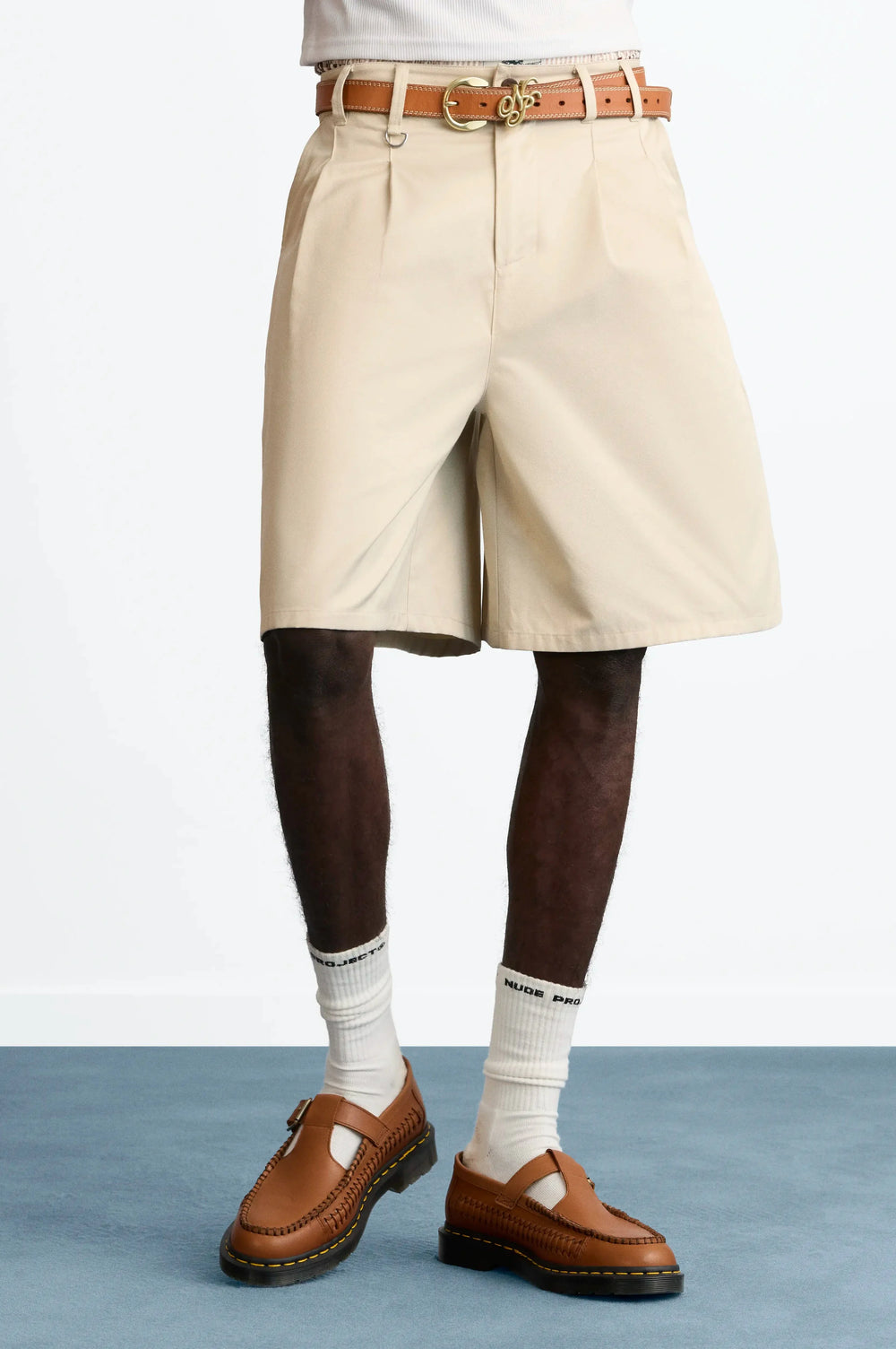 Pleated Chino Shorts Ivory