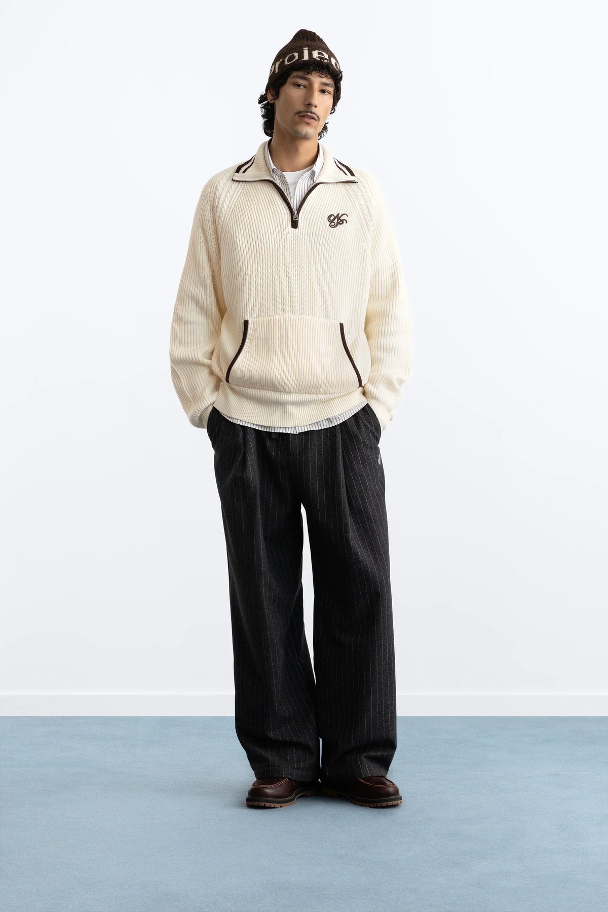 Ridgmount Quarter-Zip Knit Sweater Ivory